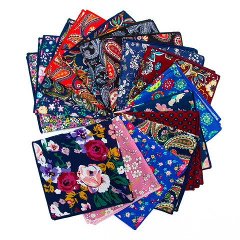 25cm Men's Suit Printed Cotton Pocket Square Hanky Handkerchief Square Paisley Floral Flower Towel Chest Towel ► Photo 1/6