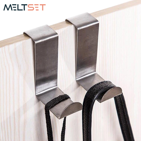 2pcs/set Stainless Steel Door Hooks Kitchen Cabinet Door Hanger for Towel Coat Clothes Bathroom Organizer Z shape Hooks Rack ► Photo 1/6