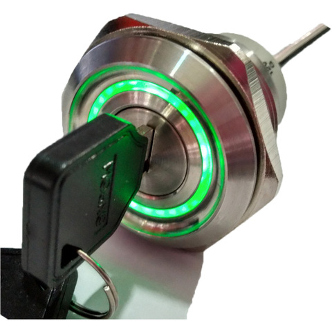 30mm 2 or 3 Position Metal 12V Illumination Key Lock Switch LAS1-AGQ30 Stainless Steel ► Photo 1/6