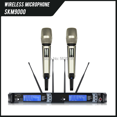 Top quality SKM9000 2 channels receiver dual karaoke true diversity wireless microphone SKM 9000 mic for live stage show ► Photo 1/2
