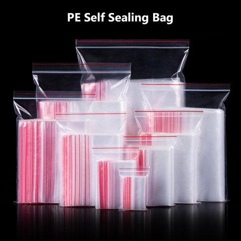 100Pcs/Lot Clear Stand Up Pouch Plastic Zip Lock Bag Zipper Transparent Nuts Fruit Snack Food Beans Retail Packaging Poly Bag ► Photo 1/6