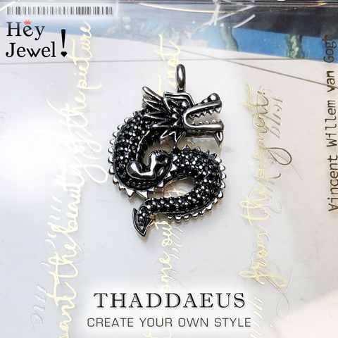 Pendant Black CZ Dragon Long,2022 Brand Vintage Jewelry Europe Bijoux Accessories 925 Sterling Silver Gift For  Woman Men ► Photo 1/6