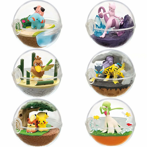 6Pcs/Set Anime Transparent Ball with Mewtwo Farfetch'd Raikou Growlithe Phanpy Gardevoir Pokemones Action Figure Toys Kids Gifts ► Photo 1/6