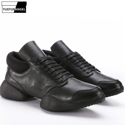 Men Horseshoe Shoes 2022 New Lace Up Ankle Luxury Trainers Genuine Leather Shoes Casual Brand Flat Black White Big Size Sneaker ► Photo 1/6