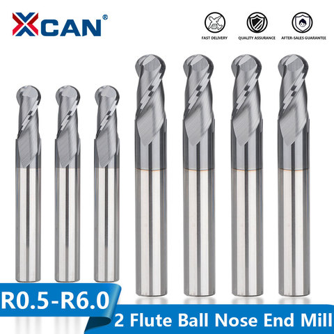 XCAN Ball Nose End Mill 2 Flute R0.5-R6.0 Carbide Milling Cutter HRC 45 CNC Machining Tools Router Bit ► Photo 1/6