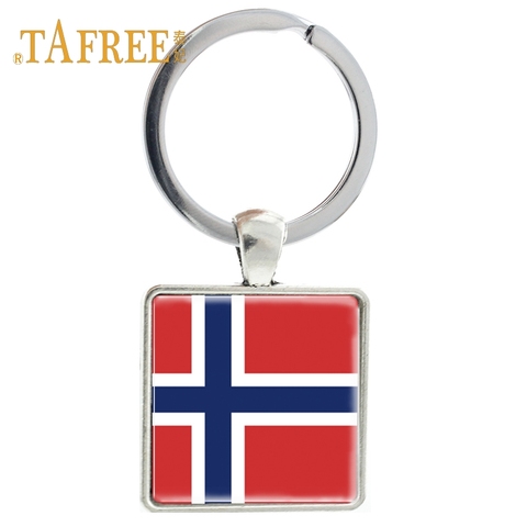 TAFREE Norway flag Square keychain Indonesia  Nepal Burma key holder gift keyring Souvenir key chain jewelry FG67 ► Photo 1/5