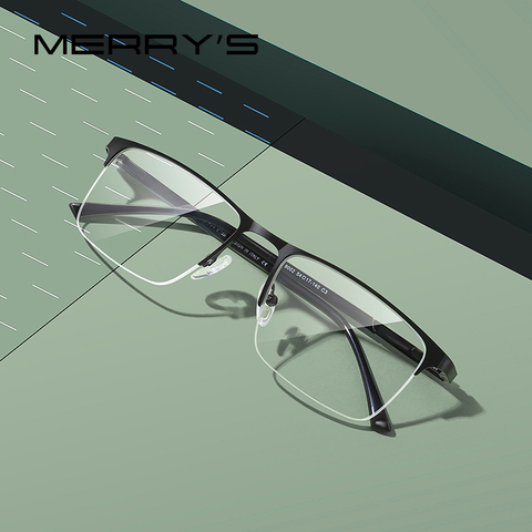 MERRYS DESIGN Men Alloy Glasses Frame Men Square Half Optical Ultralight Myopia Hyperopia Prescription Eyeglasses S2102 ► Photo 1/6