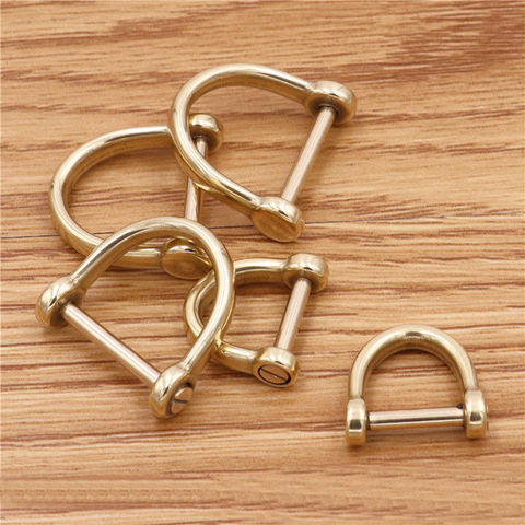 1 x Solid brass D shackle Clasp Metal Buckle Keychain Ring Hook screw pin joint Connecter Bag Strap Clasp Leathercraft Accessory ► Photo 1/3