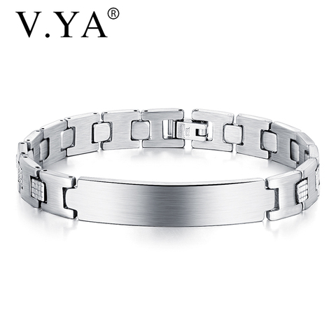 V.YA New Arrival Adjustable lettering Bracelet Men Stainless Steel Bracelet Friends Best Birthday Present ► Photo 1/6