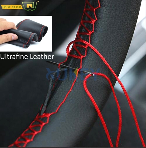 Ultrafine Fiber Leather Hand Sewing DIY Car Steering Wheel Cover Steering-wheel Covers For Ford Focus 2 3 Kia Benz Smart Nissan ► Photo 1/6