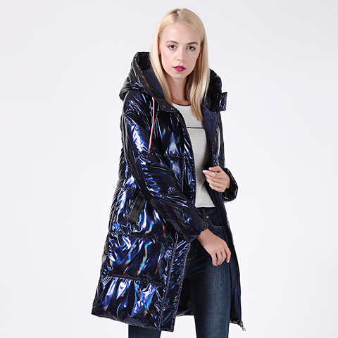 2022 Winter Jacket Women Silver Holographic Glitter Plus Size Hooded Long Women's Winter Coat Hooded Thick Down Jackets Parka ► Photo 1/6