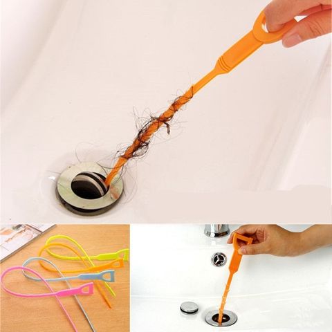 Plastic Drain Clog Cleaner Sink Plumbing Cleaning Small Clean Tool With Hook ► Photo 1/6