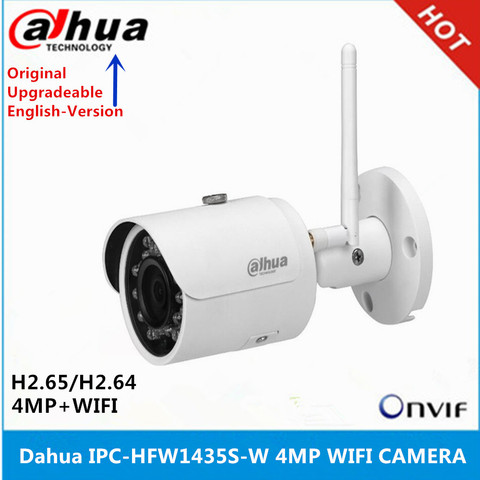 original Dahua English version IPC-HFW1435S-W 4MP IR30M IP67 built-in SD Card slot Bullet Wi-Fi Network IP Camera support p2p ► Photo 1/3