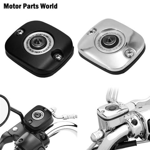 Motorcycle Chrome Black Front Brake Master Cylinder Cover For Harley Dyna Softail Fat boy Touring Road King Trike Sportster XL ► Photo 1/6