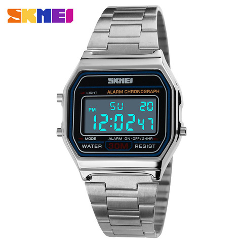 New Business Men Retro watch waterproof electronic watch fashion personality's watch thin strip relogio masculino digital SKMEI ► Photo 1/6