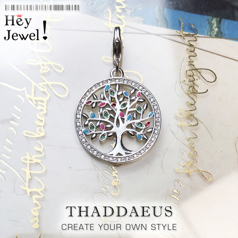 Real 925 Sterling Silver Fashion Jewelry Colorful Tree Pendant Charm Fit Necklace Bracelet for Women Drop Shipping Wholesale ► Photo 1/6