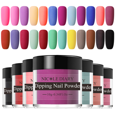 NICOLE DIARY 10g Matte Color Dipping Nail Powder Natural Dry Nail Art Decoration Without Lamp Cure Nail Dust Decors ► Photo 1/6