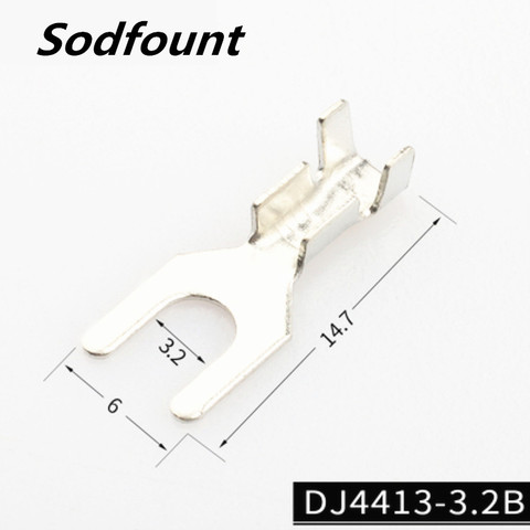 100pcs DJ4413-3.2B 3.2 Fork terminal block Fork-shaped cold-pressed terminal Bare terminal U-shaped Y-shaped lug Grounding lug ► Photo 1/2