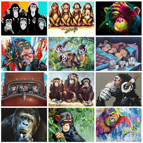 Evershine 5D DIY Diamond Painting Monkey Animals Rhinestone Embroidery Cross Stitch Kit Mosaic Diamond Art Home Decoration ► Photo 1/6