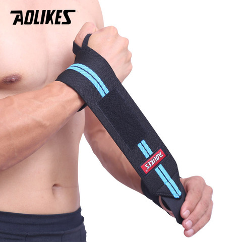 AOLIKES 1PCS Wrist Support Gym Weightlifting Training Weight Lifting Gloves Bar Grip Barbell Straps Wraps Hand Protection ► Photo 1/6