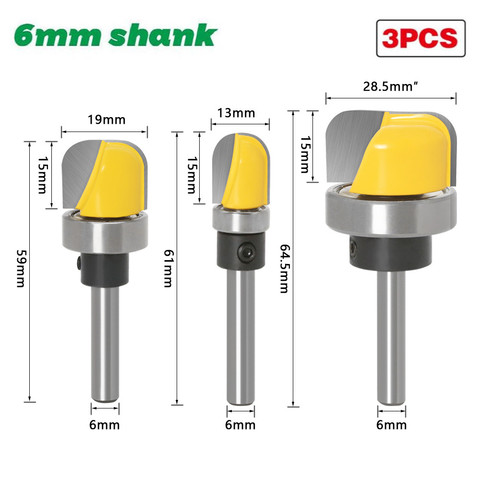 1-3Pcs 6mm Shank Bowl And Tray Template Wood Router Bits Trimming Machine Milling Cutter Woodworking Router Bits ► Photo 1/6