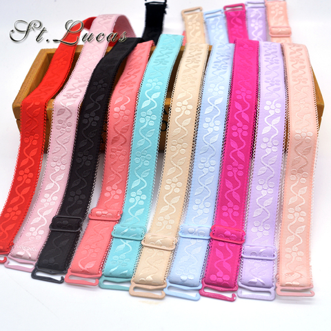 1 pair 18mm width Metal Buckle Bra Straps Women's colorful Silicone Bra Straps lace side Adjustable Baldric Intimates Accessory ► Photo 1/6