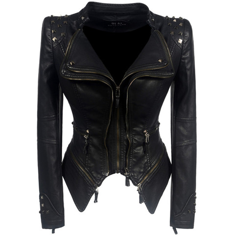 Leather Jacket Women Femme Veste Chaqueta Mujer Motorcycle ► Photo 1/6