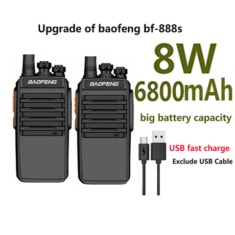 2022 baofeng upgrade 2PC bf-888s 8W usb Fast charger mini walkie-talkie headset UHF west Ham Radio station Radiostation CB radio ► Photo 1/6