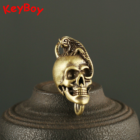 Vintage Brass Lizard Skull Head Car Key Chain Ring Pendant Punk Men Metal Copper Keychain Fob Clip DIY Keyring Charm Accessories ► Photo 1/6