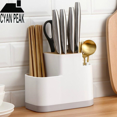 Multifunction Knife Stand Holder Storage Rack Chopsticks Tube Shelf Kitchen Organizer Holder Knife Rack Spoons Storage Holder ► Photo 1/6