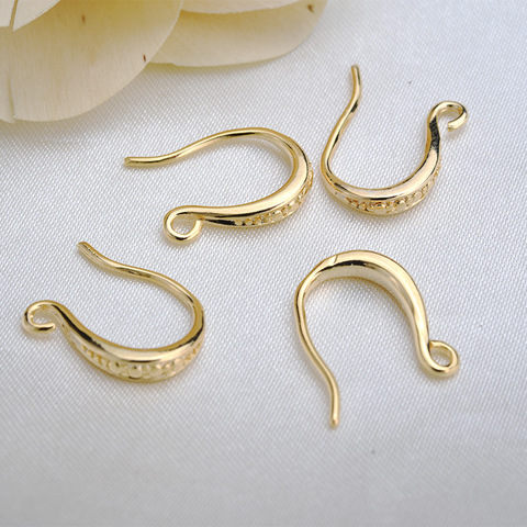 20pcs/lot Copper 10x15mm Gold Small Earring Hook Clasp Flower Carved Earwire For Diy Jewelry Making Earring Accessories Findings ► Photo 1/6