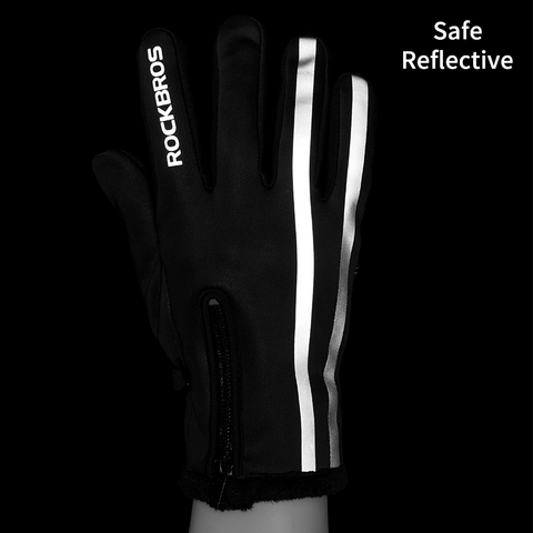 ROCKBROS Men Women Winter Thermal Windproof Warm Full Finger Touch Screen Bike Gloves Cycling Glove Anti-slip Bicycle Gloves ► Photo 1/6