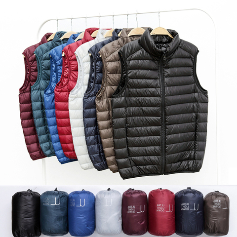 Winter Men Duck Down Vest Coat Ultralight Sleeveless Puffer Vest Jacket Fashion Stand Collar Windproof Duck Down Waistcoat ► Photo 1/6