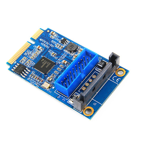 Mini PCIE to USB 3.0 19-pin Expansion Card Riser Adapter SATA Power Mini PCI Express to Dual Ports USB Front Panel Socket Raiser ► Photo 1/6