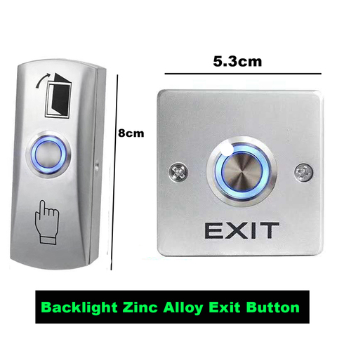 Backlight Zinc Alloy GATE DOOR Exit Button Exit Switch For Door Access Control System Door Push Exit Door Release Button Switch ► Photo 1/6