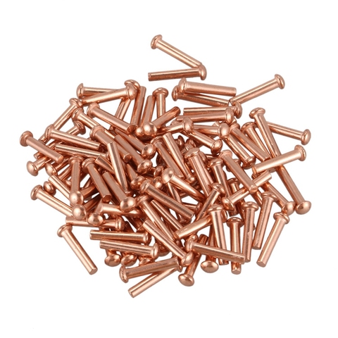 New 100 Pcs 5/64inch x 25/64inch Round Head Copper Solid Rivets Fasteners ► Photo 1/6