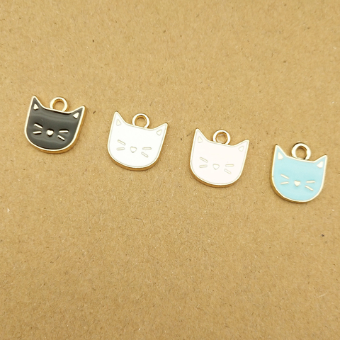 10pcs 12x14mm cat head charms enamel charm for jewelry making fashion earring pendant fashion charms ► Photo 1/6