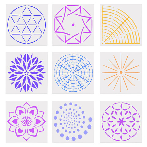 9pcs Mandala Dotting Tools Templates Stencil Set for DIY Wall Decor Painting Drawing Drafting Art Craft Handmade Projects ► Photo 1/6