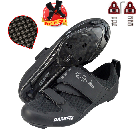 Darevie 2022 Newest Pro Carbon Cycling Shoes Pro Race Triathlon Shoes Hard Carbon Light Road Cycling Shoes Men Women Tri Shoes ► Photo 1/6