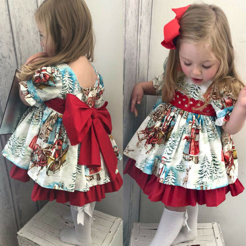 Christmas Toddler Kid Baby Girl Tutu Dress Princess Red Bow Party Birthday Dress Lace Dress Children Clothes Xmas Costumes ► Photo 1/6