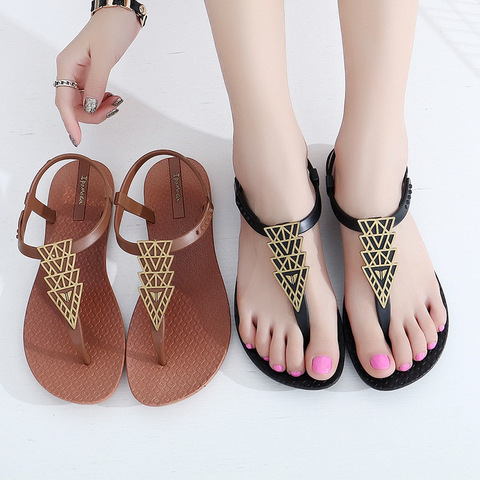 Ipomoea Women Sandals Flip Flops 2022 Summer Flat Shoes Woman Bohemian Sandals Ladies Vacation Beach Sandales Femme SH041401 ► Photo 1/6