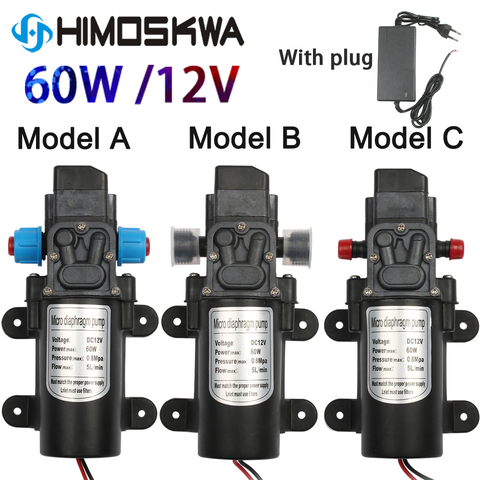 DC12V 60W Micro Electric Diaphragm Water Pump Automatic Switch 5L/min High Pressure for Car Washing Spray 0.8Mpa 5L/min ► Photo 1/6