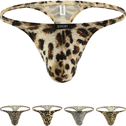 iKingsky Men's Leopard G-String Big Pouch Y-Back Underwear Sexy Low Rise Bulge Thong Under Panties ► Photo 1/6