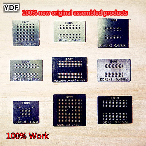 100% New 9pcs Memory Directly Heat BGA Reballing Stencils For DDR1 DDR2 DDR3 DDR5 DDR2-3 DDR2-2 DDR3-2 DDR3-3 DDR3-4KF ► Photo 1/1