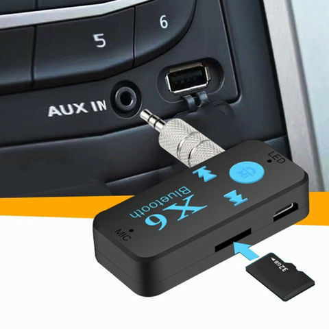 X6 Wireless Bluetooth4.1 Audio Music Receiver Stereo Car Kit Adapter 3.5mm AUX Handsfree Car Kit Support TF Card A2DP Mp3 ► Photo 1/6