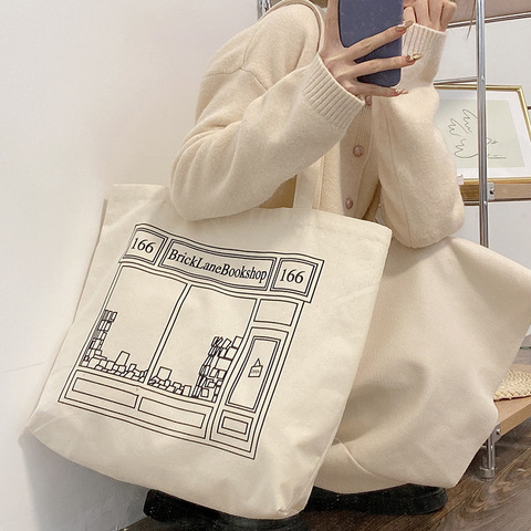 Women Canvas Shopping Bag Simple Books Bag Female Cotton Cloth Shoulder Bags Eco Handbag Big Tote Ladies Grocery Shopper Bags ► Photo 1/6