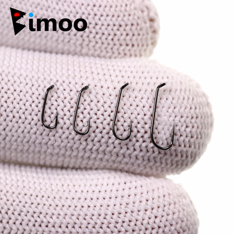 Bimoo 50pcs Fly Fishing Dry Fly Hook 2X Standard Wire Nymph Hook Black Nickel Finish Fly Tying Material Sizes 14 16 18 20 22 ► Photo 1/6