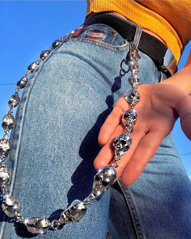 Cool Men's Skull Silver Jeans Chain Jean Chain Long Biker Wallet