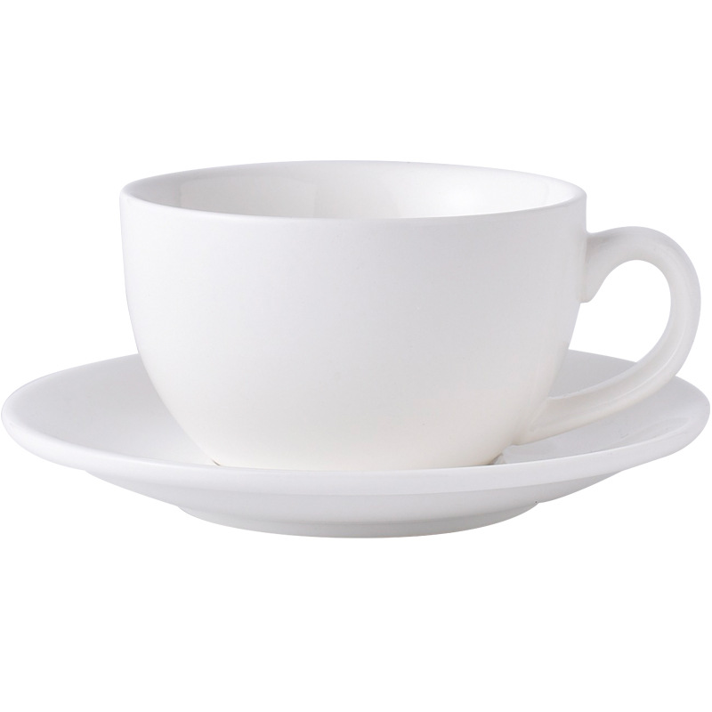 150/220/300ml Thick Body Ceramic Coffee Cup and Saucer for Flat