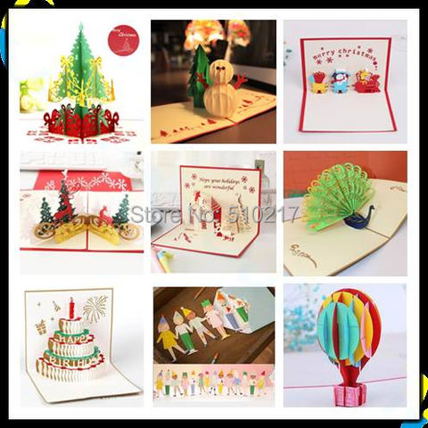 pop up card 3D Christmas card paper-cut art New Year Santa Claus greeting thanksgiving greeting card festival postcard souvenir ► Photo 1/6